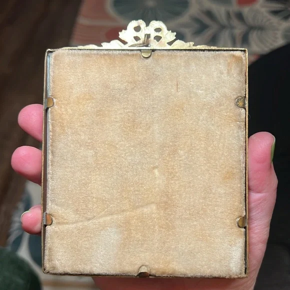 Antique French Gilt Marie Antoinette Portrait Handpainted Porcelain Wall Art - Picture 5 of 13